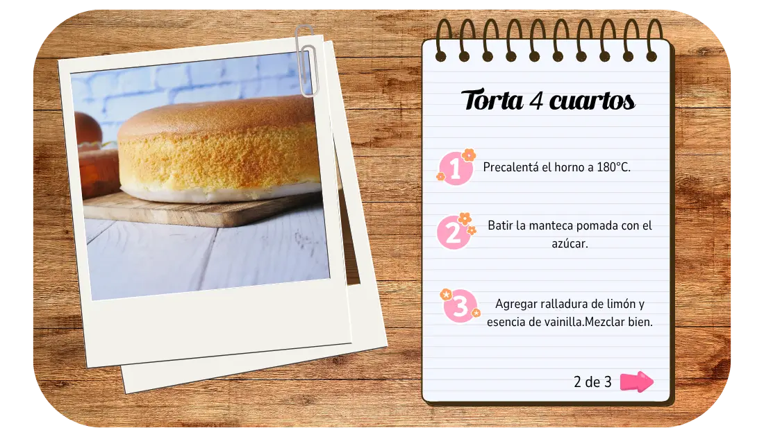 Receta torta 4 cuartos - Iris pastelería La Plata