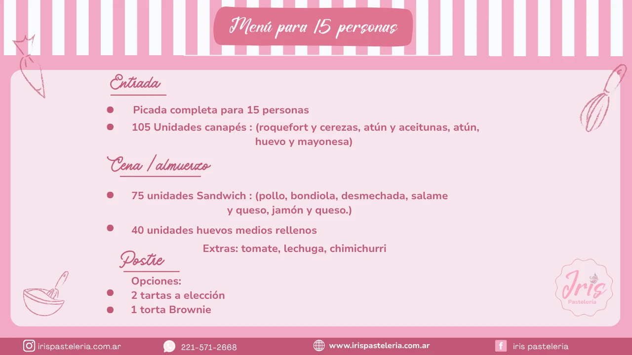 Menú para eventos en La Plata